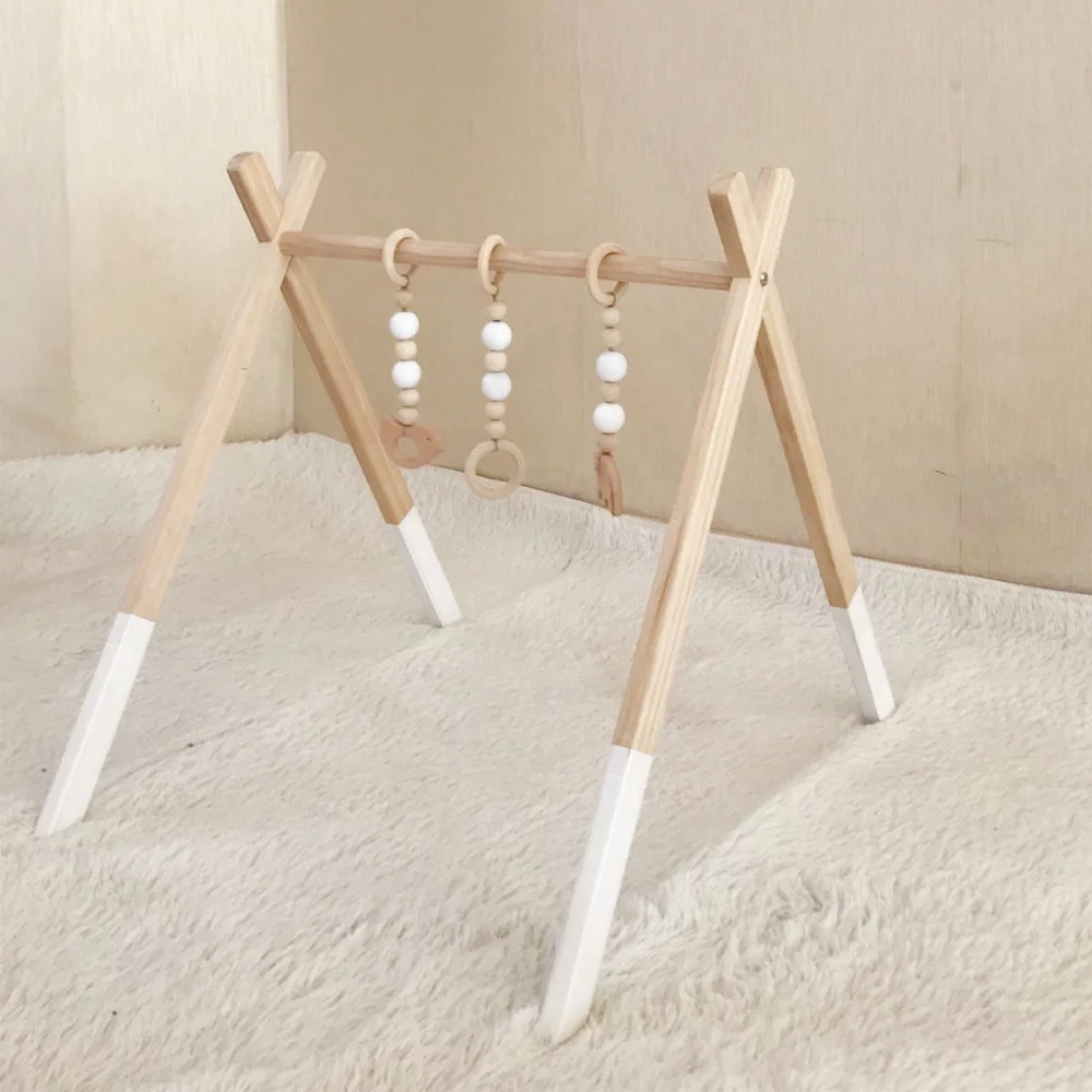
Fessyc Wood Baby Gym with 3 Wooden Baby Teething Toys fitness frame children educational toys baby play gym 