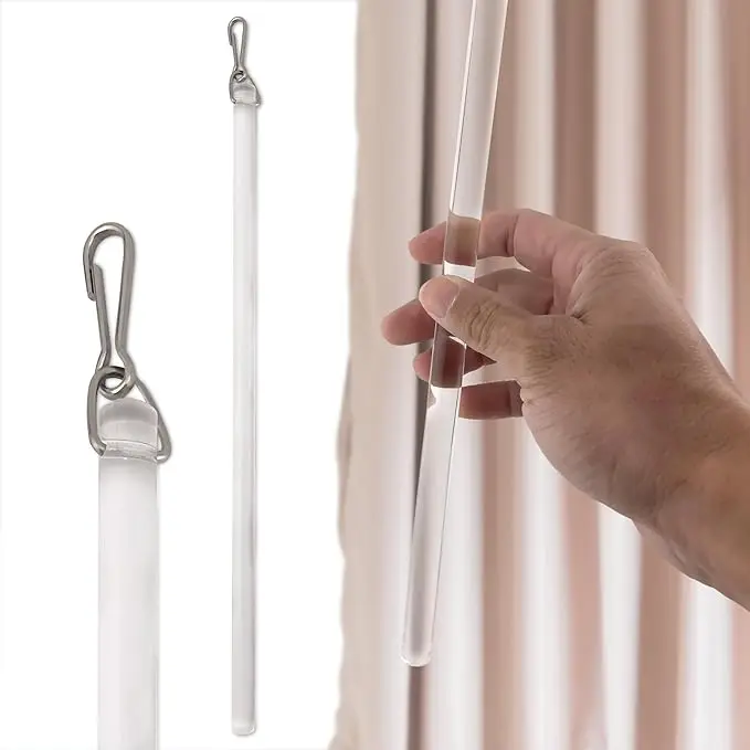 Top Quality Clear Acrylic Curtain Wand Curtain Pull Rod Ideal for High Hanging Drapes & Heavy Curtains in Homes & Offices