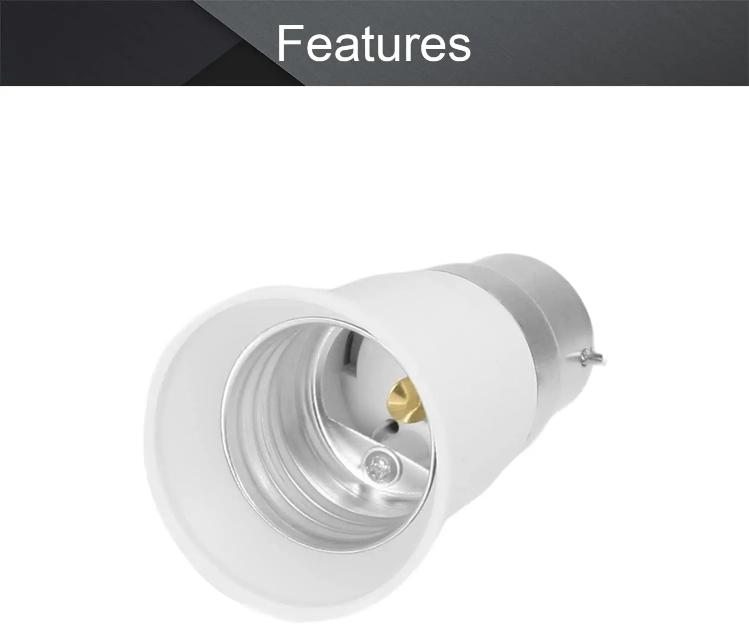B22 to E27 Socket Adapter 4A PBT Plastic AC 90-240V 120 Degree Heat Resistant White Light Bulb Adapter