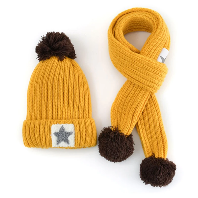 Wholesale boys kids toddles baby knitted two piece girls kids beanie and scarf set