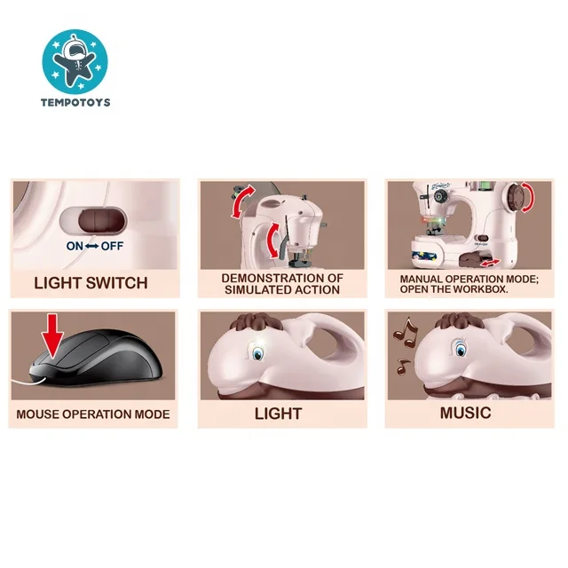 Tempo Toys Children Play House Home Appliances Sewing Machine & Fish Iron + Small Bed Board Set Pretend Play  Kids Toys