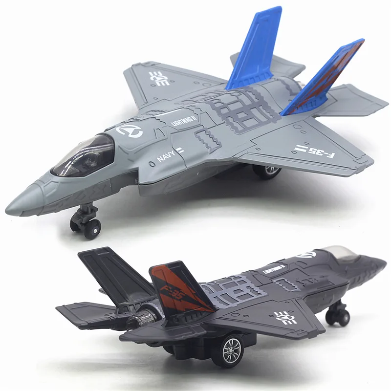 Потяните игрушки самолетов F-35 сплава Истребитель со светом и звуком литой самолет для детей «Человек-паук» модель самолета игрушка коллекции