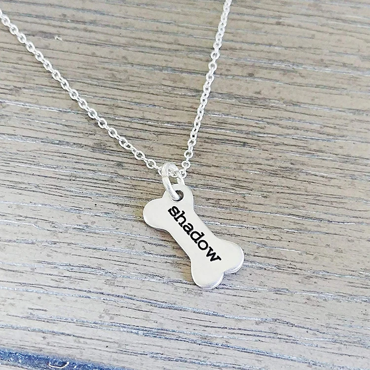 Custom Dog Bone Memorial Necklace Personalized Names Pet Jewelry Puppy Animal Pendant Handmade Products For Dog Lovers