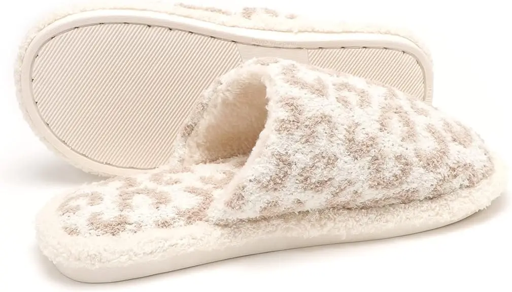 Women Animal Print Comfort Fluffy Fuzzy Slip-on House Slippers closed Toe Indoor Outdoor Non-Slip Slippers for Lady