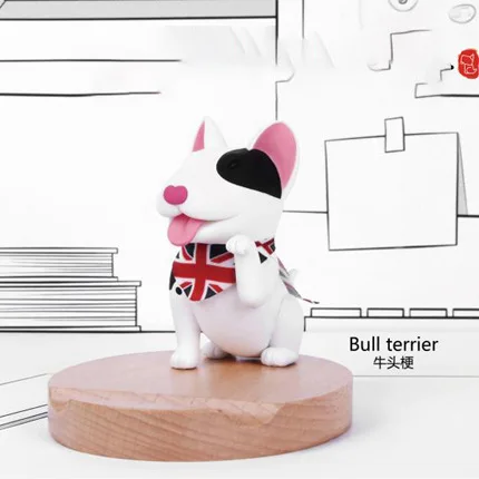 Doggy Cute Cartoon Bull Terrier Wooden Wood Dog Phone Holder