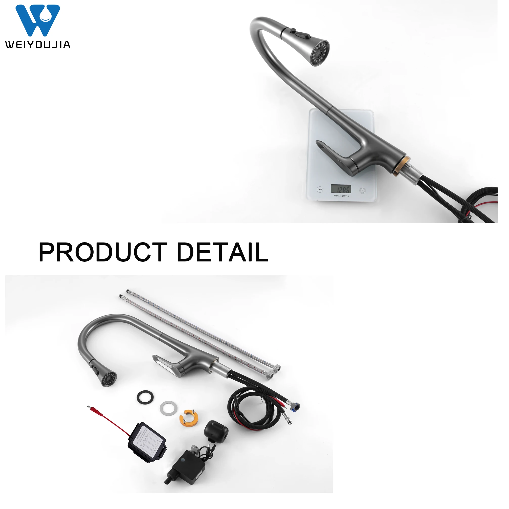 Hands-Free Single Handle Motion Sensor Smart Touchless Kitchen Faucet with Pull Down Sprayer