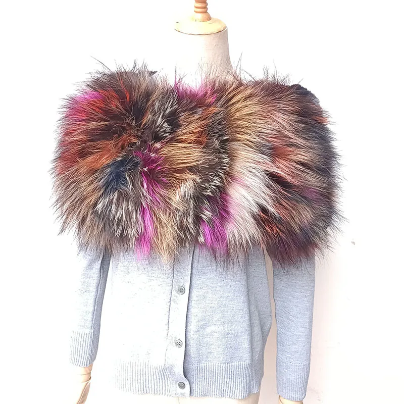 Women Winter Warm Genuine Fox Fur Shoulder Warmer Fashion Luxury Female Genuine Fur Poncho Fluffy Beautiful Natural Fur Scarf