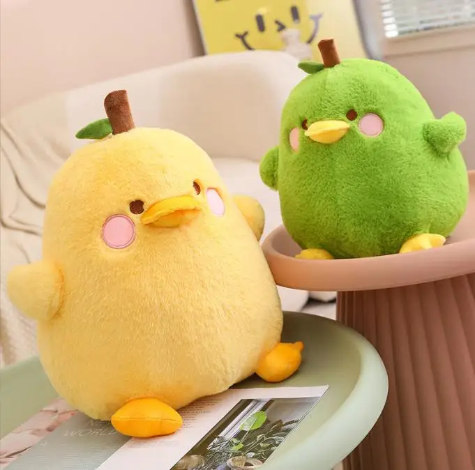 Wholesale duck dolls stuffed pear plush duck pillow animal plush toy yellow duck claw machine stuffed toy