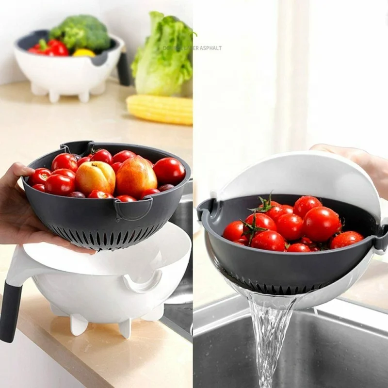 Best New 9 in 1 Multifunction Magic Rotate Vegetable Cutter with Drain Basket