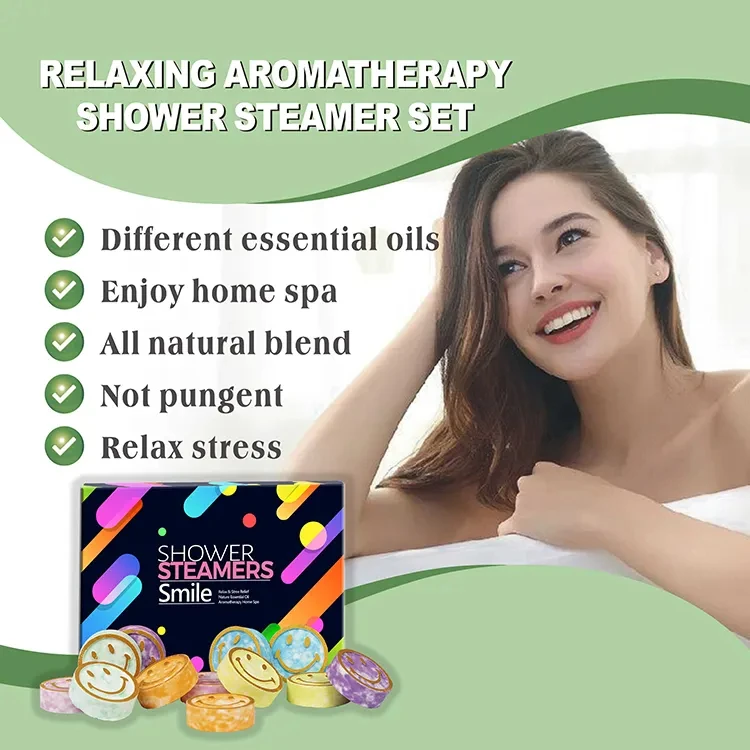 Private Labler Mica Powder Smile Relieve Stress Soothing Clam Lavender Shower Tablet Shower Steamers Aromatherapy