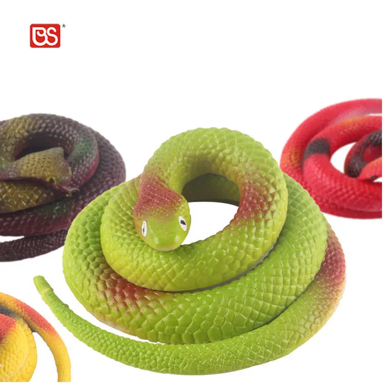 BS TPR Material Colorful Realistic Sticky Soft Rubber Water Snake Trendy Kids Viga Toys With 90G