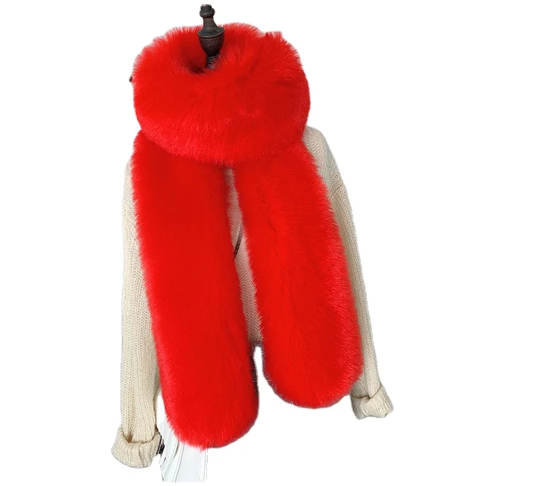 Manufacturers Extended Warm Scarf 100% Polyester Fashionable Faux Fox Fur Scarves Rabbit Fashion Scarf/shawl