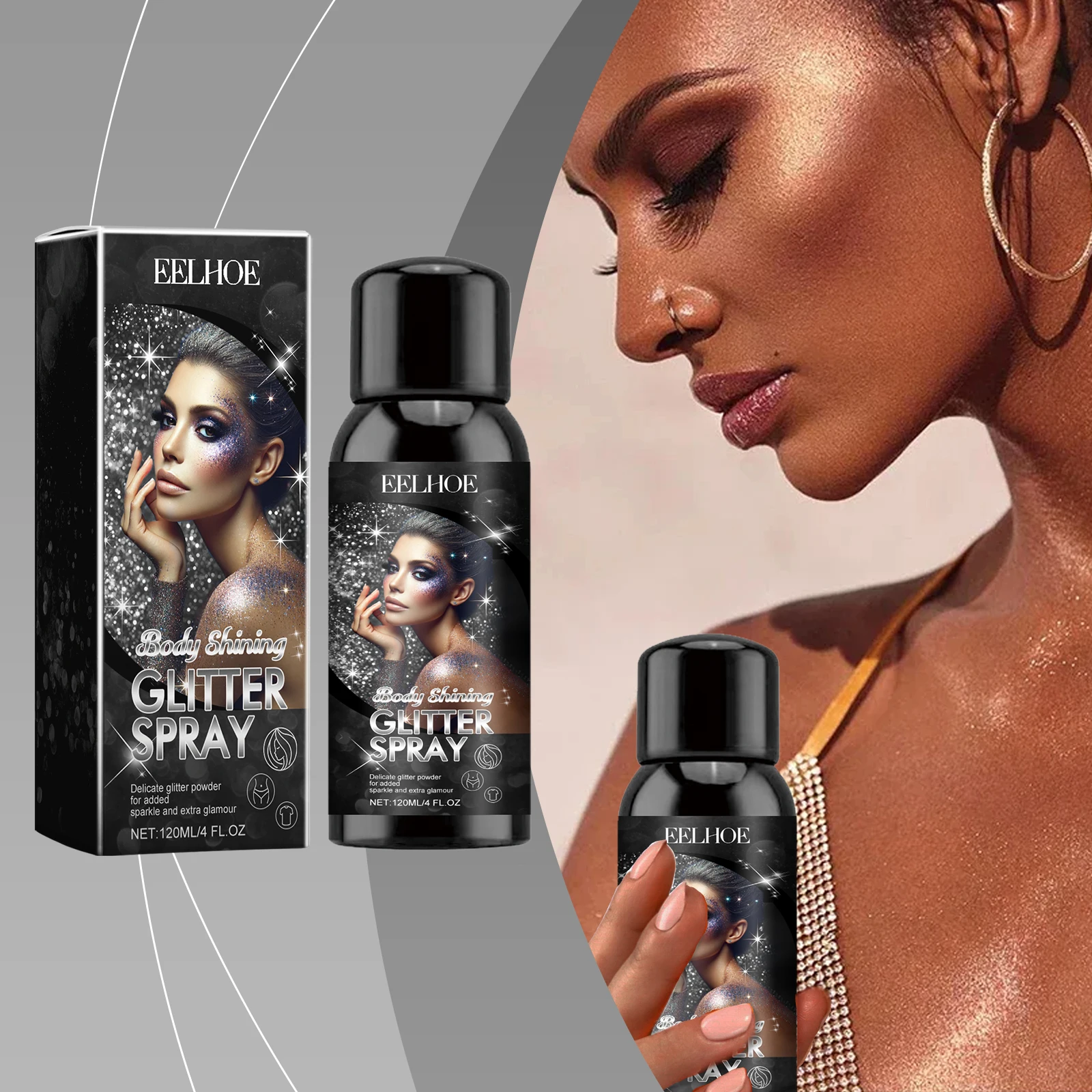 EELHOE Ladies Shine Powder Glowing Glitter Powder Lasting Glitter Setting Spray