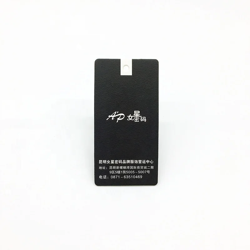 
Professional Thin and long black cardboard Fashion Private Label hang tags 
