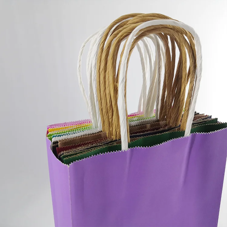 
Wholesale recycle white packaging paper bag manufacturer custom with your own logo purple kraft paper bag 