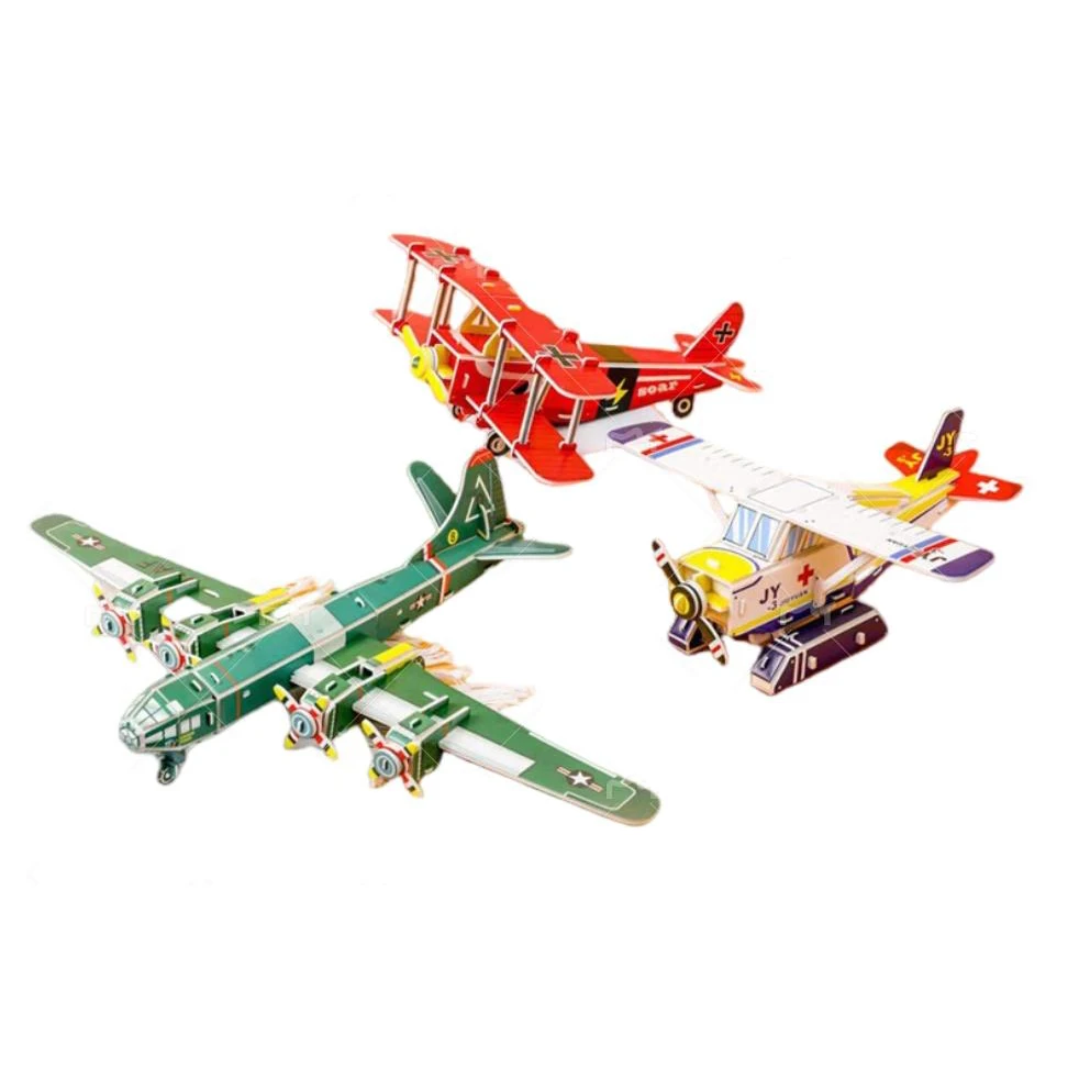 Hot Promotion Kids Early Education Toy DIY Handmade Paper Art 3D Water Plane bombardment Aircraft Model Assembly Puzzle Toys
