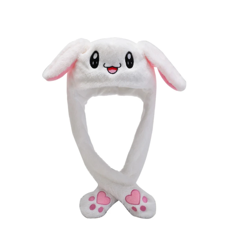 
Korea Bunny Hat Plush Lovely Soft Rabbit Animated Plush Cute Cap Making Funny Hats with Air Pumping and Moving Ears 