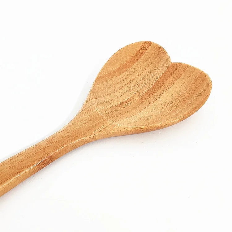 Eco-friendly Heart Shape Wooden Kitchen Cooking Spoon Bamboo Serving Mixing Spoon for Gift