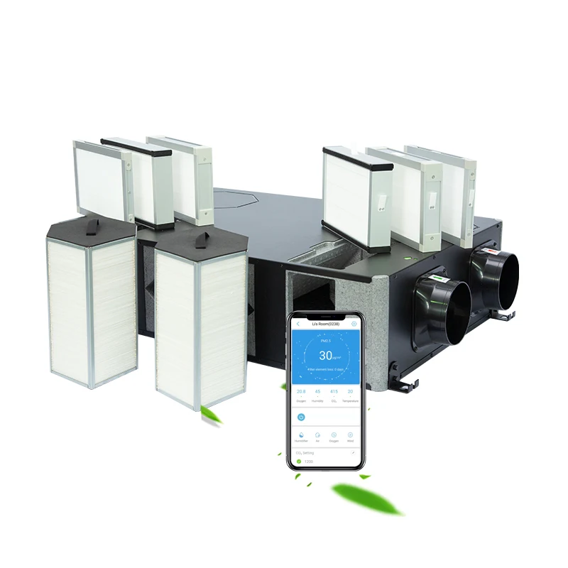 High Heat Recovery Efficiency Energy Recovery Ventilator with Tuya Wifi Module Easy to Install