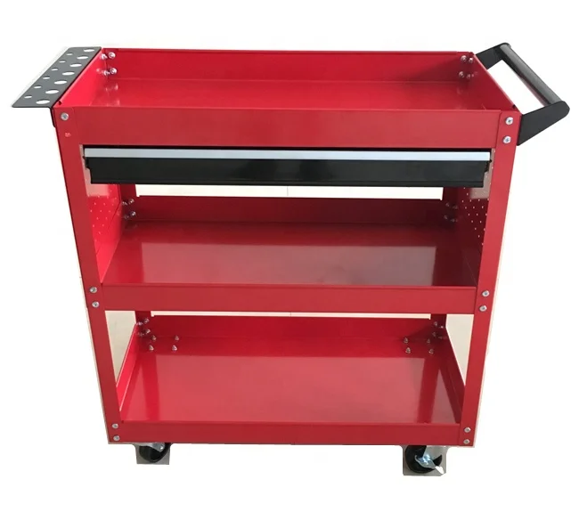 Cheap Steel 1 drawer 2 mesh plate 3 tray tool carts  trolley service counter