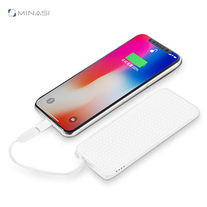 
Fast charging power bank 10000mah built-in extendable cable 