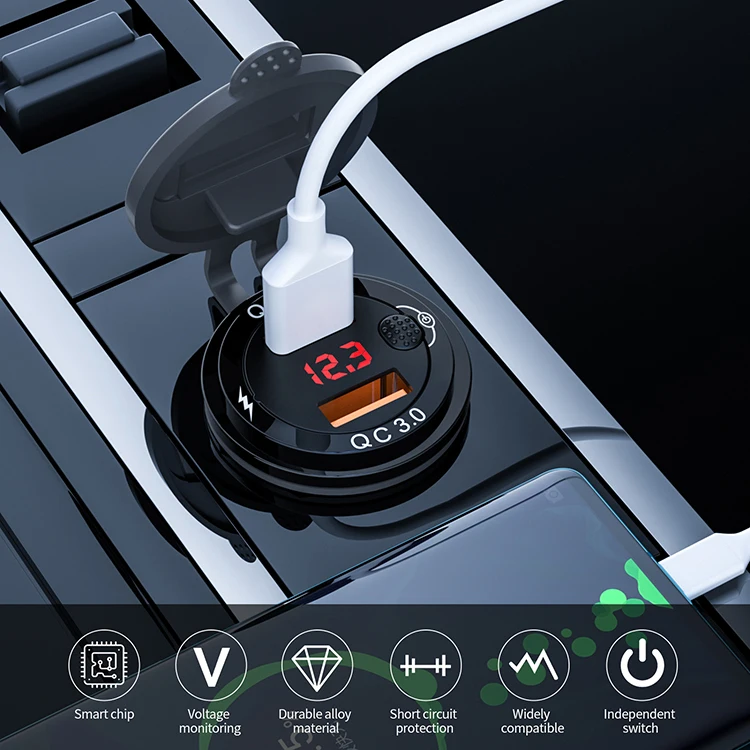 Car Charger Adapter 3.0 Portable Usb Fast Charge Car Usb Port 12v Charger Bus For Phone Charger