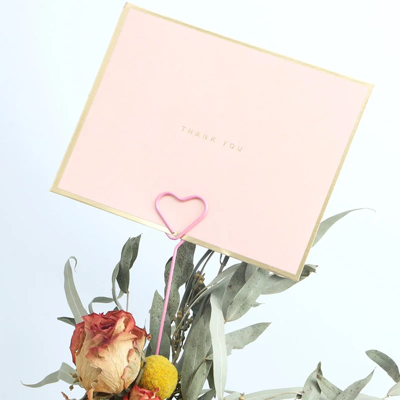 YS2008 Factory Customized Fast Shipping Heart Round Square Metal Wire Table Card Holder Memo Clips