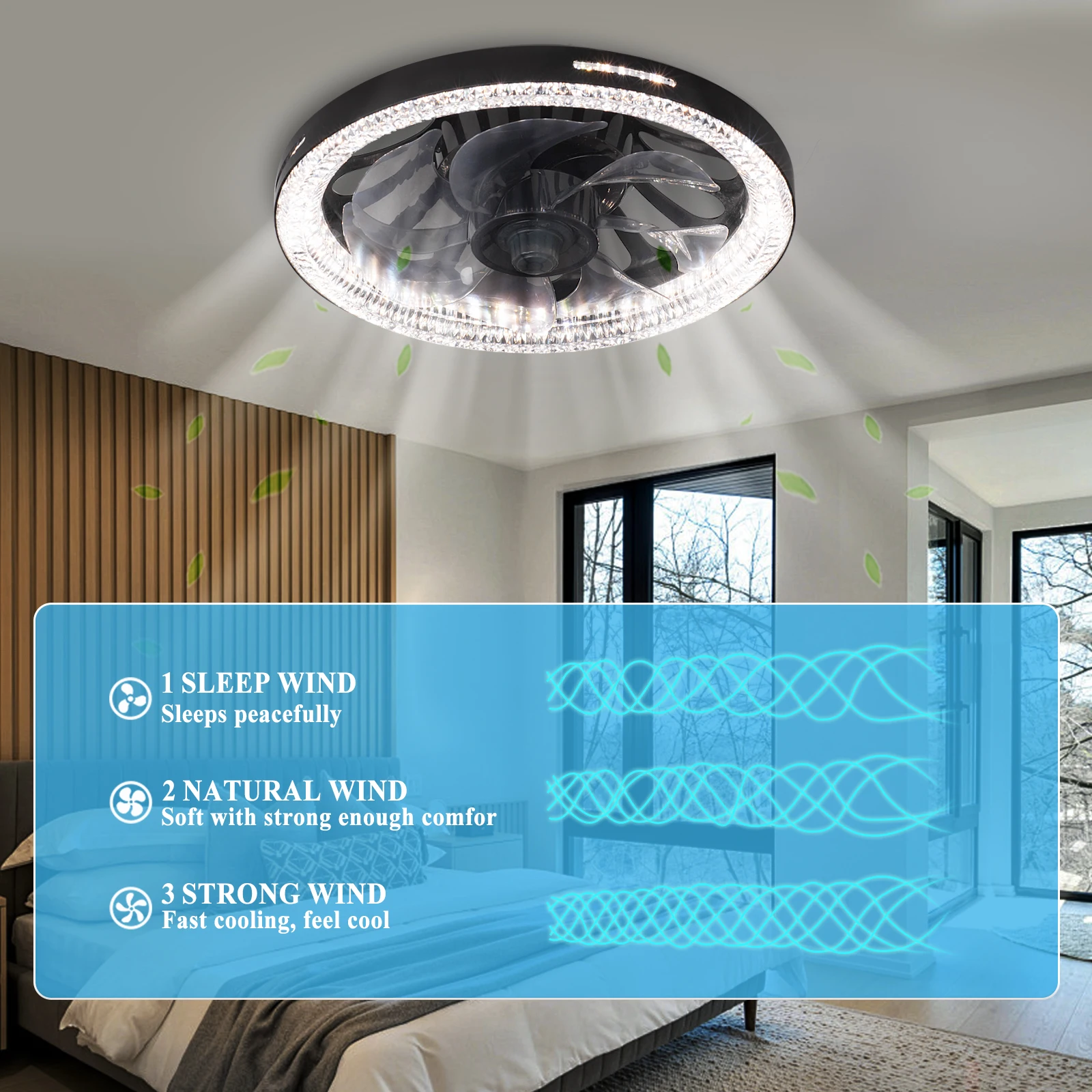 Ceiling Led Fan Light Moving Head Intelligent Dimming E27 Fan Bulb Home Decor 360 Rotating Remote Control Modern Ceiling Fan