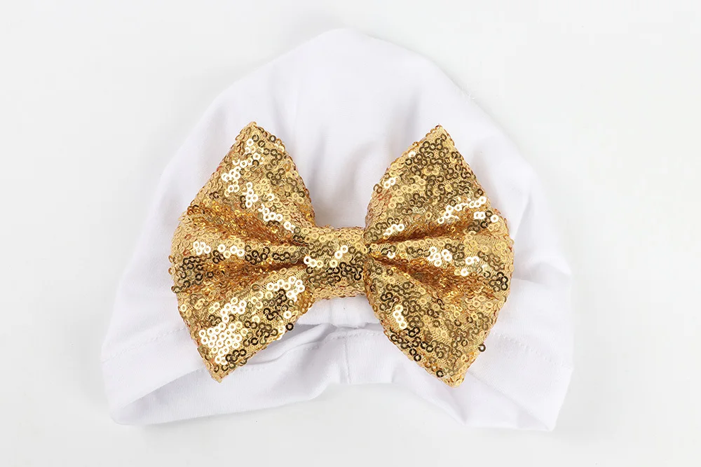Newborn Baby Hat Cotton Bonnet Beanie Toddler Girls Hospital Shower Gift Caps with Sequin Bow M90923