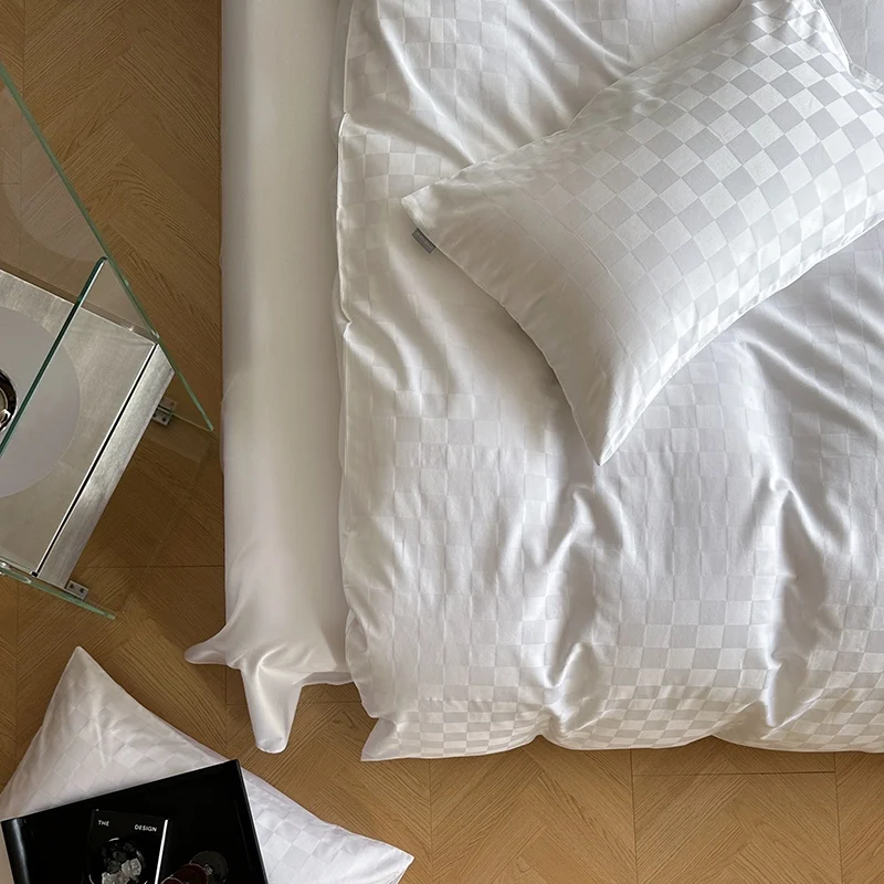 SANHOO Luxury Jacquard Hotel Bedding Supplies 5 Star Hotel Bed Linen 100s Percale Cotton Bedsheets