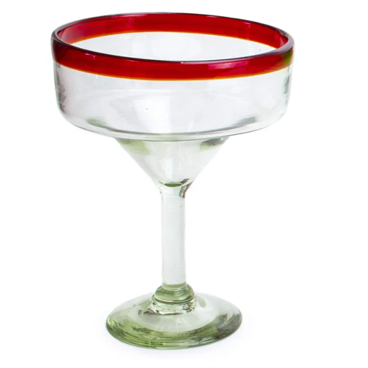 Mexican margarita cocktail glass hand-blown Green Rim Margarita Glass