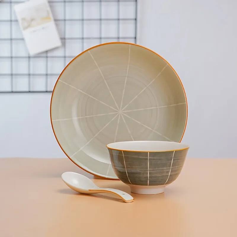 Ink grey tableware set with 16 pieces of Chinese ceramics as a gift for elders