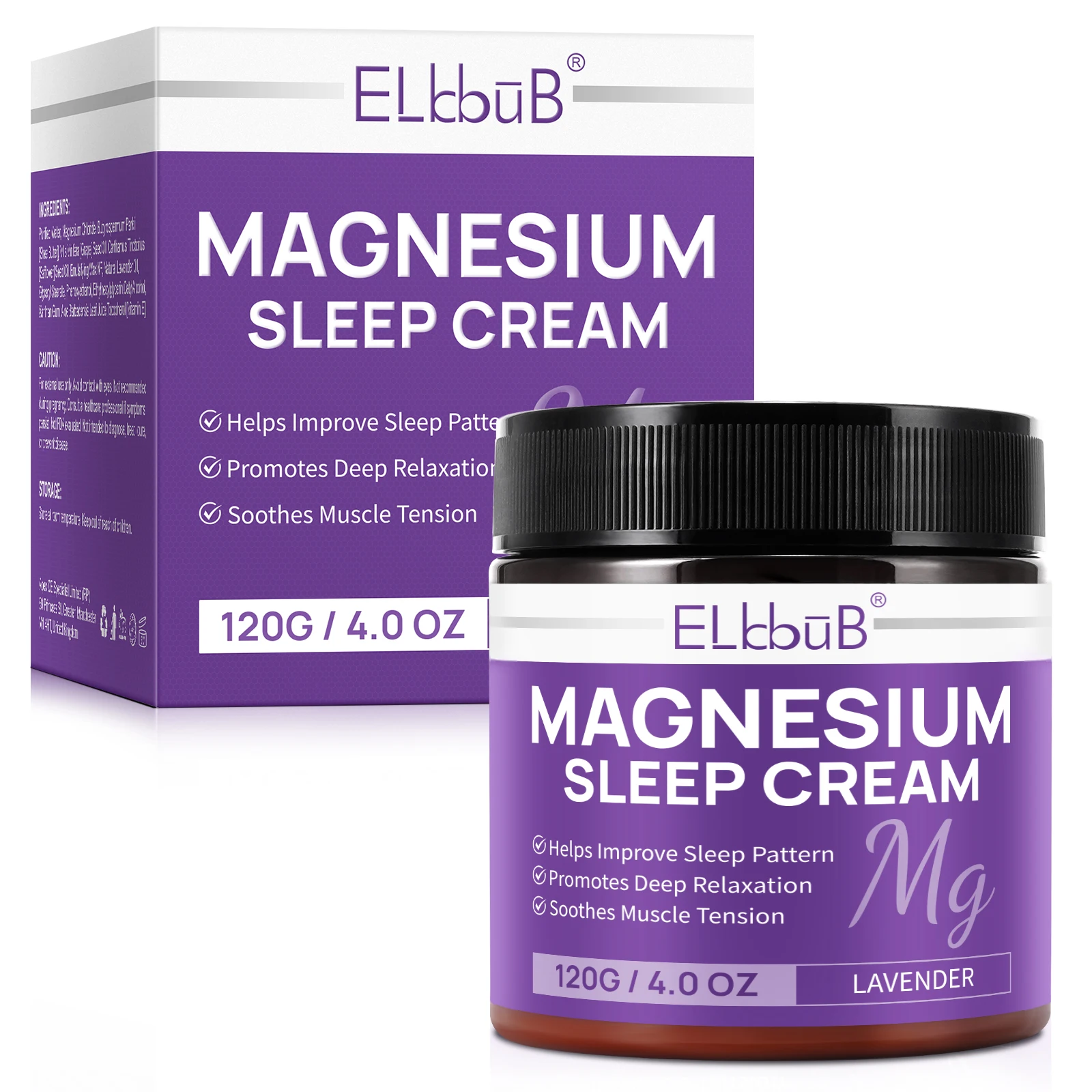 ELBBUB elevate sleep quality soothes muscle tension 120g lavender magnesium body oil magnesium chloride oil magnesium cream