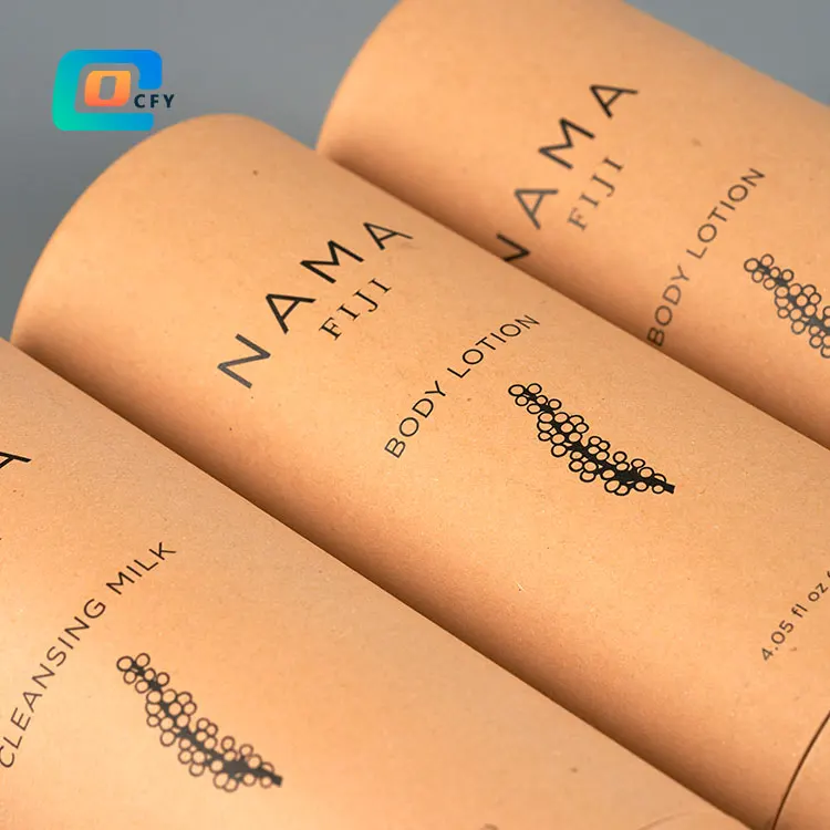 Brown Kraft Paper Cardboard Tube Round gift boxes wholesale custom paper tube package for High-end cosmetics