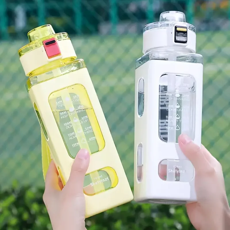 New Design Kids 700ml Large Capacity Water Bottle Durable Cute Square Plastic Water Bottle