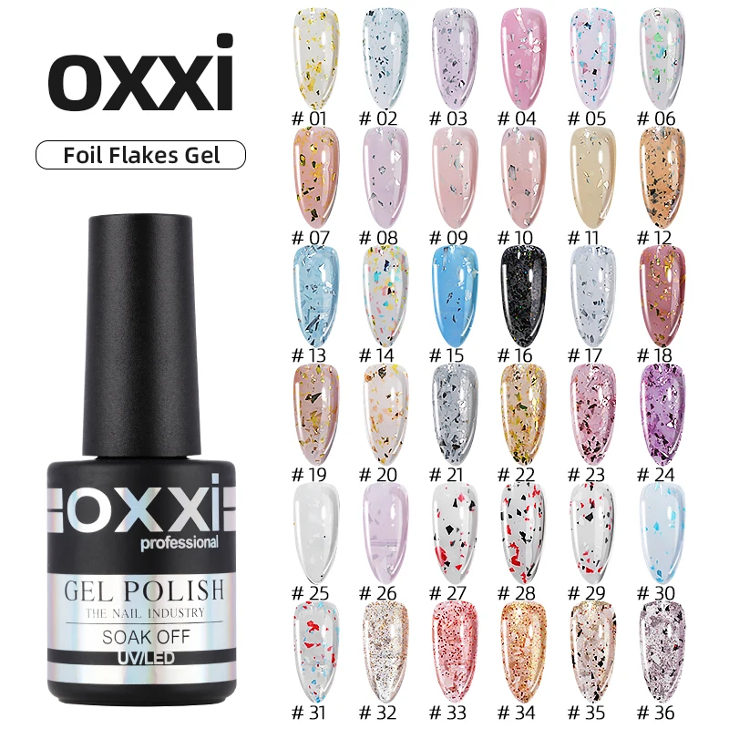 Oxxi Foil Falkes Gel OEM ODM Professional Gel Nail Polish Supplies Semi-permanent Chunky Glitter UV Gel Nail Polish