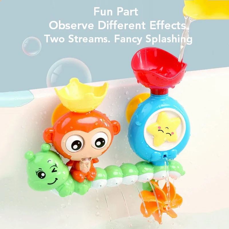 KSF Funny Bath Baby Boy Toy Gift Shower Water Monkey Spin Games Rotate Water Spray Colorful Bathtub Water Props Children Toys