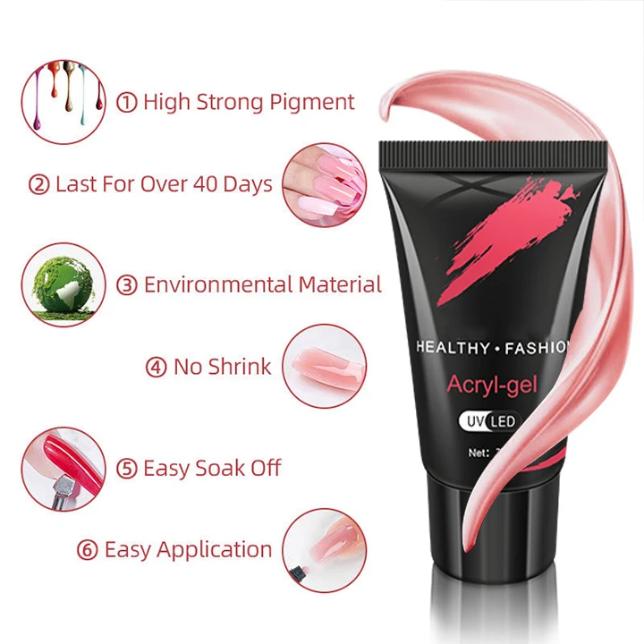 Sparkling Poly Gel Acrygel Wholesale Nail Supplies Private Label Glitter Colors UV Nail Extension Polly Acrylic Poly Gel Easy