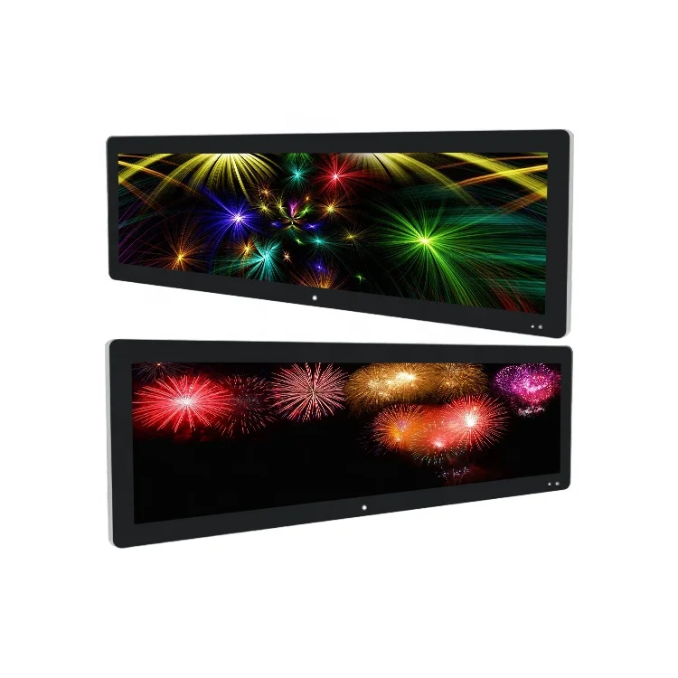 Customized Ultra Wide Supermarket Stretch Bar LCD Advertising Information Display Android Video Player HD Screen Showing