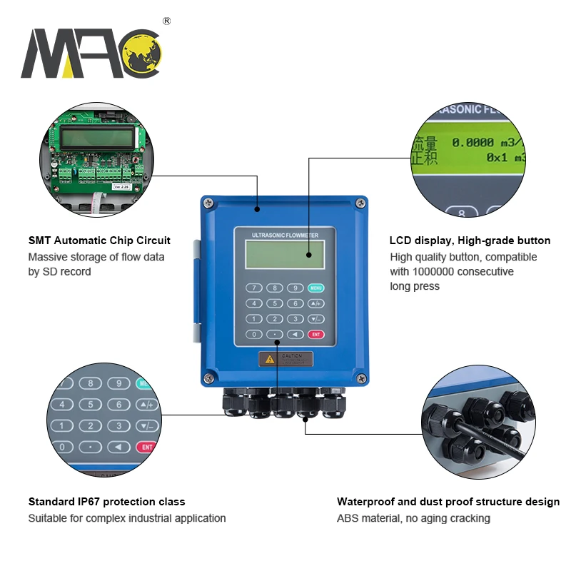 Wall Mounted Ultrasonic Flow Meter Measurement Sensor Flowmeter Sensor Price