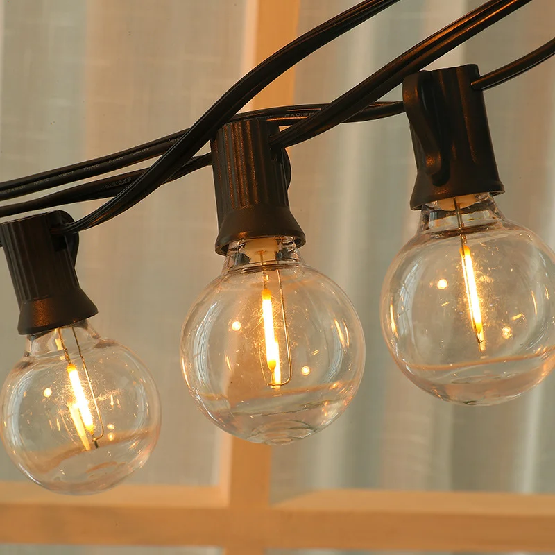 25FT 50FT Backyard Patio vintage patio globe string lights with 25 Clear Globe Bulbs
