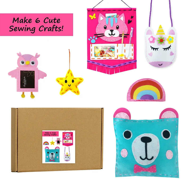 Bemay Toy Feld DIY Sewing Kit for Kids 7pcs Lovely Felt Craft Educational Toys