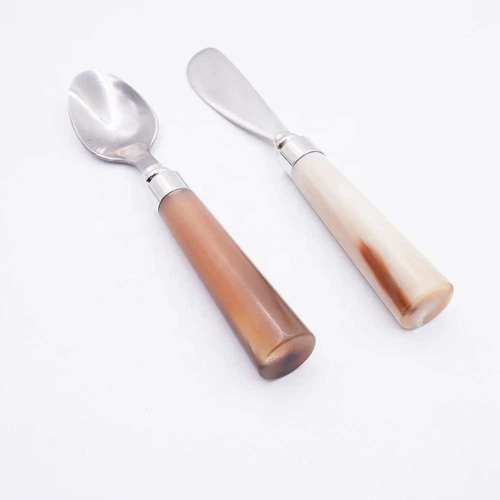 
nature buffalo horn handle stainless steel bread butter knife dessert spreader 