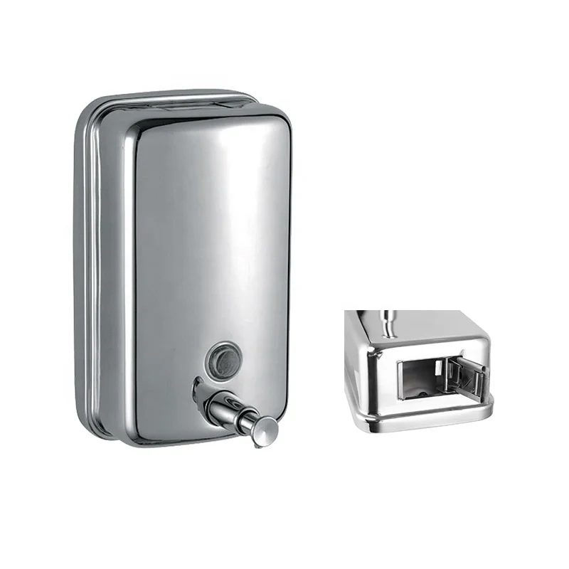 bathroom wall mount soap liquid holder have a circular perspective hole above the button can observe the liquid content inside