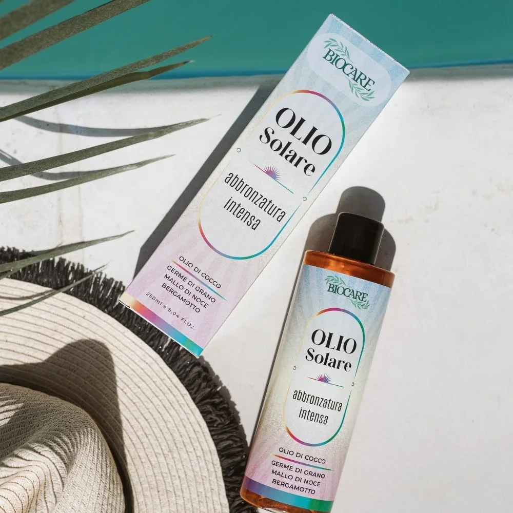 SUN OIL Intense tan Sun oil to hydrate the skin facilitating a natural tan 250 ml Biocare Made in Italy top quality
