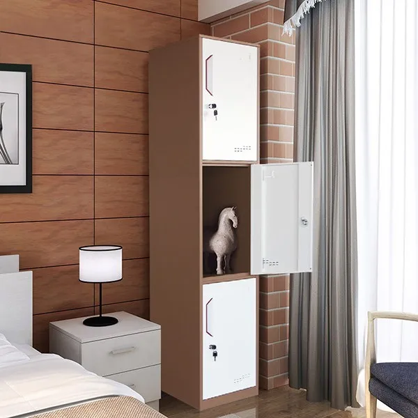 Vertical steel 3 door clothing steel locker