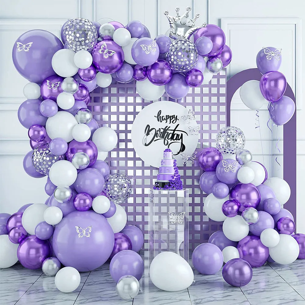 Purple Macaron latex balloon set Balloon chain set combination birthday layout atmosphere atmosphere balloon suit