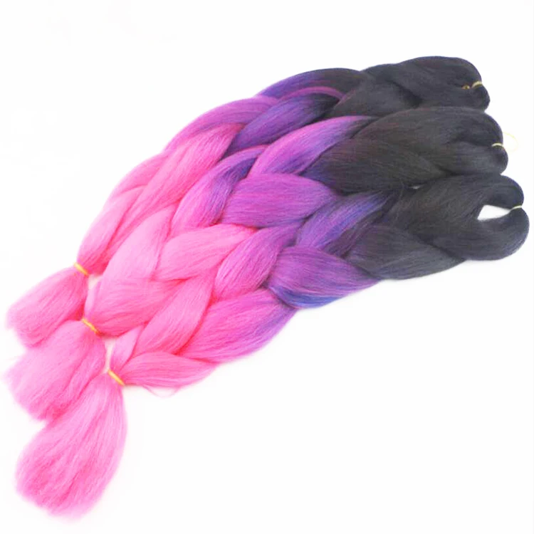 Wholesale Pre Stretched Crochet Jumbo Braids Hair Synthetic 24Inch Ombre Jumbo Braiding Hair