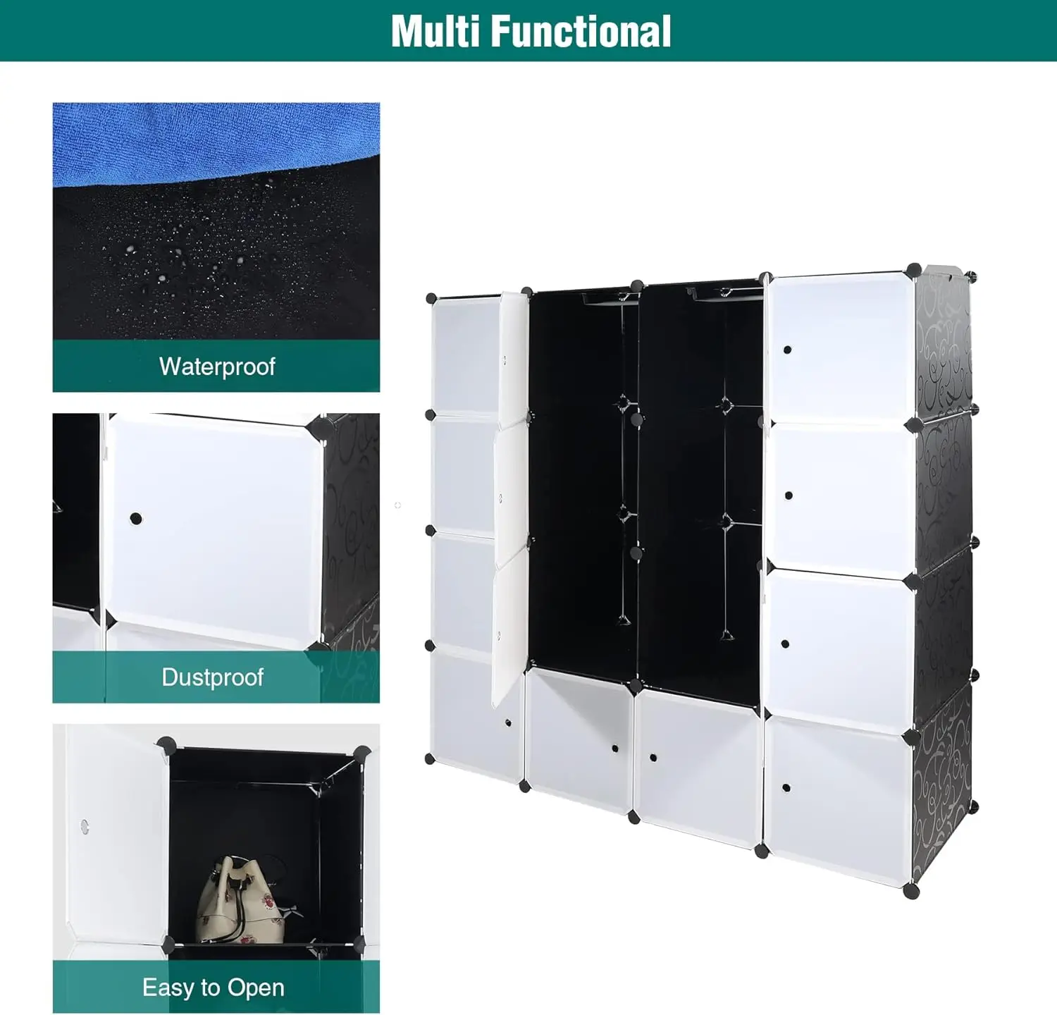 High Quality 12 Cubes Portable Wardrobe Pink With Stickers Home Simple Assembly Plastic Wardrobe