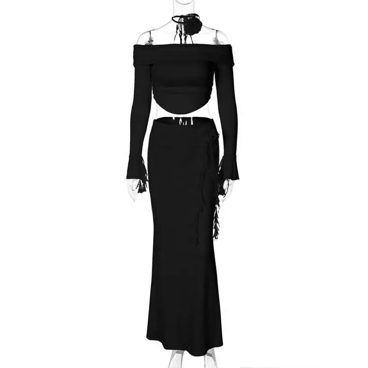 Floral Bodycon Dress Set Women Slim Fit Sexy Backless Lace Top Party Elegant 2 Piece Outfit